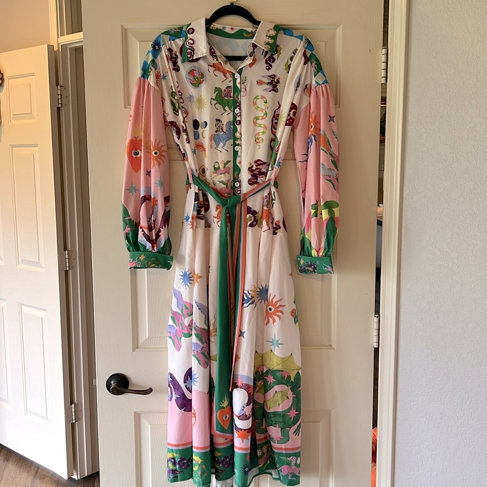 Boutique Long Sleeve Colorful Dress